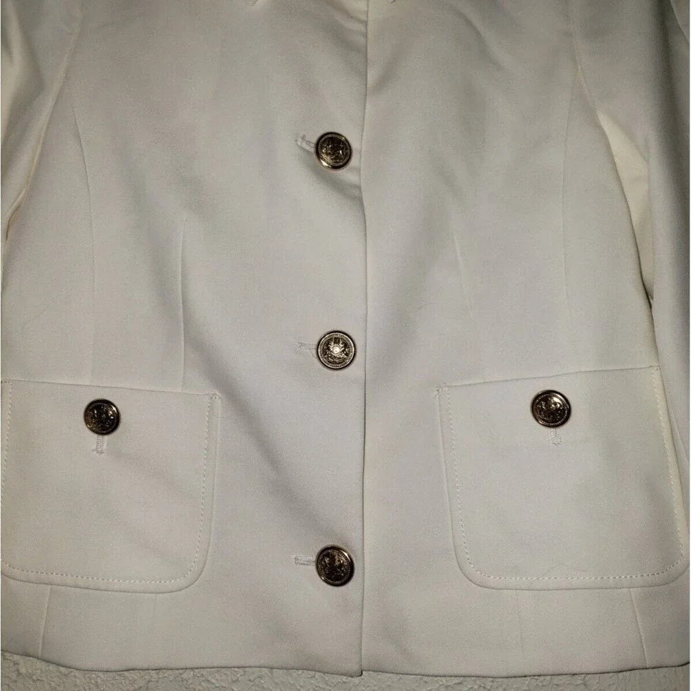 NWT Zara Sz S White Jacket Blazer Professional Career Casual Gold Buttons Lined - Picture 6 of 15